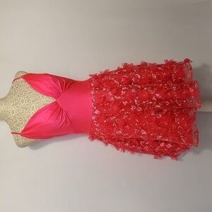 Hebeos Women's Size S Princess Pink Spaghetti Strap Sleeveless Mini Party Dress